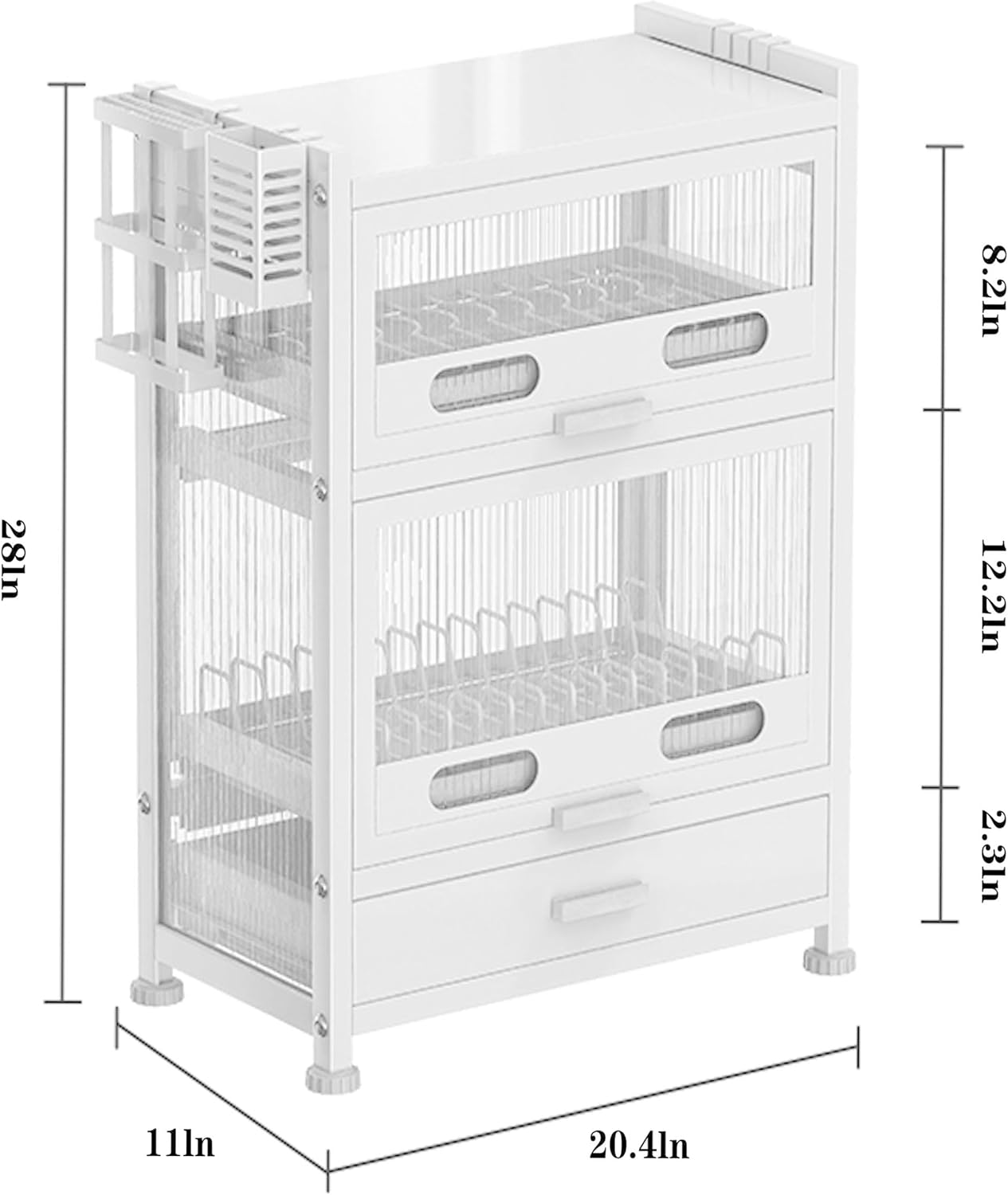4-Layer Dust-Proof Kitchen Dish Storage Cabinet with Drawers