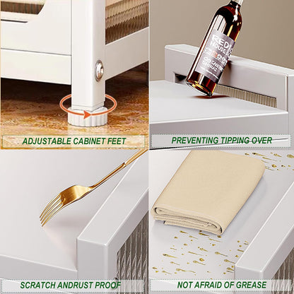 4-Layer Dust-Proof Kitchen Dish Storage Cabinet with Drawers