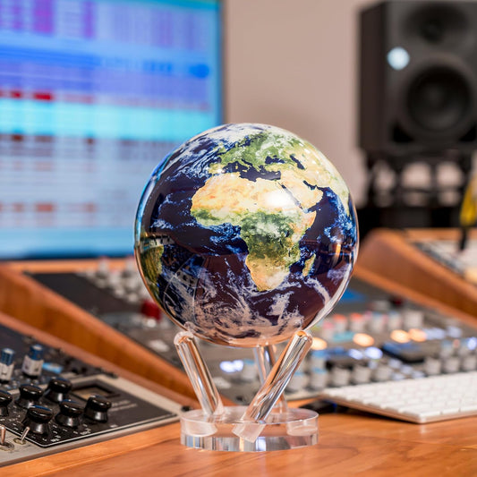 8.5” Self-Rotating Globe Powered by Light | Silent Motion, No Batteries or Wires | Unique Desk Decor